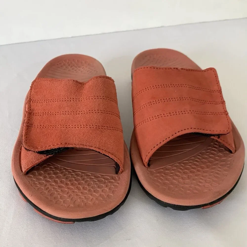 Walk Smart Sport Slide Sandal Women 8 Salmon Pink‎ Leather Comfort Hiking Travel